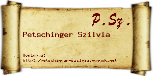 Petschinger Szilvia névjegykártya